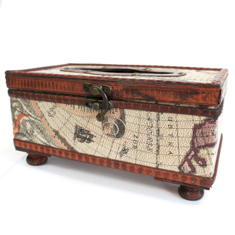 Boite pour mouchoirs "carte ancienne avec pieds"
